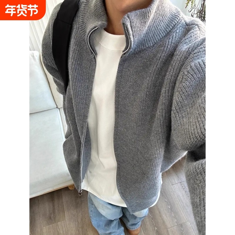 cleanfit拉链开衫立领毛衣男款秋季宽松慵懒风针织衫美式复古外套,运动服/休闲服装,运动茄克/外套,淘宝优惠券,粉丝福利购,淘宝优惠卷