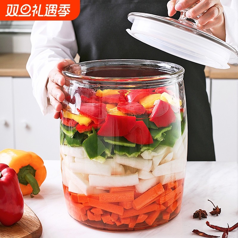 泡菜坛子家用食品级密封大口腌制酸菜咸菜玻璃罐四川大容量无铅