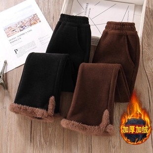 女童加绒裤子冬季保暖加厚洋气一条过冬灯芯绒儿童喇叭裤外穿微喇