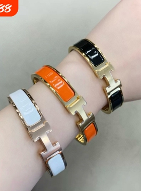 H扣H手镯小众设计气质优雅百搭时尚珐琅复古礼品女玫瑰金黄金