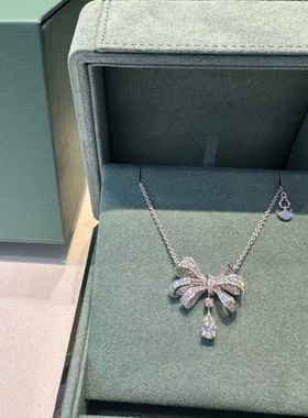 无压力爆闪格拉芙项链顶级幻影满钻蝴蝶结项链蝶恋花女钻石S925银