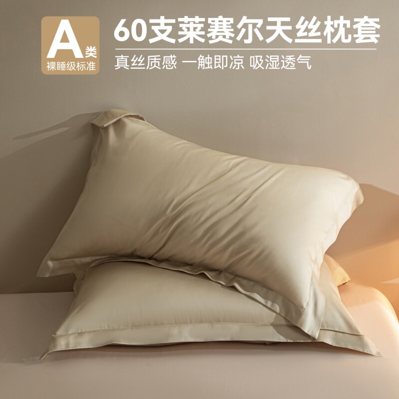 花花公子天丝枕套夏季A类冰丝枕头套单人48x74cm凉感枕芯内胆
