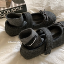 女芭蕾鞋 冬日 蝴蝶结平底玛丽珍加绒毛毛鞋 ～miu系甜心 单鞋