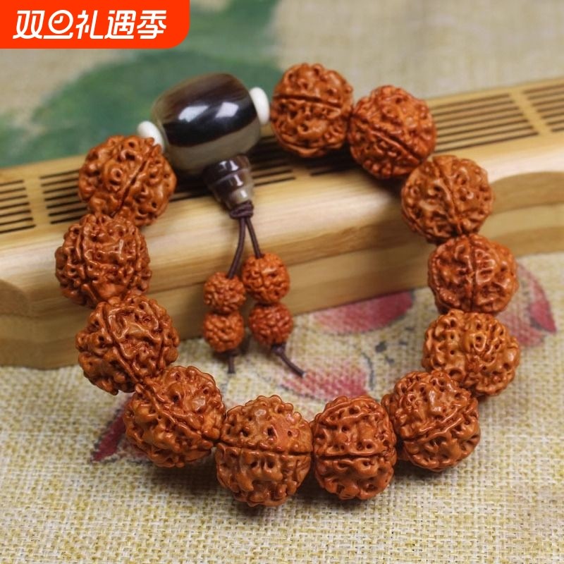 尼泊尔爆肉五瓣金刚菩提手串文玩佛珠男士天然原籽盘玩菩提子手链