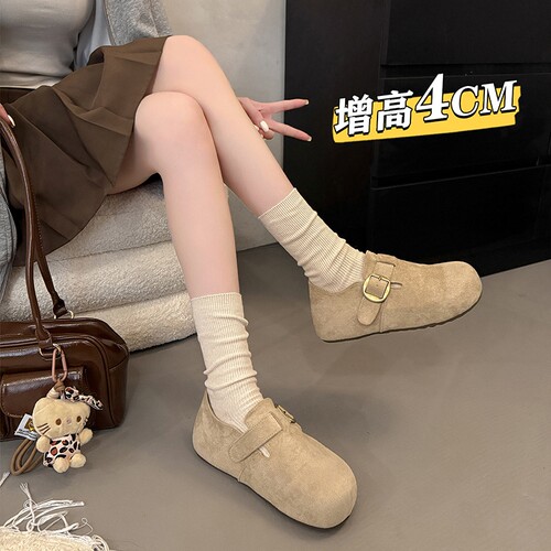 厚底内增高全包勃肯鞋女鞋2026新款秋冬一脚蹬加绒单鞋豆豆二棉鞋 - 封面