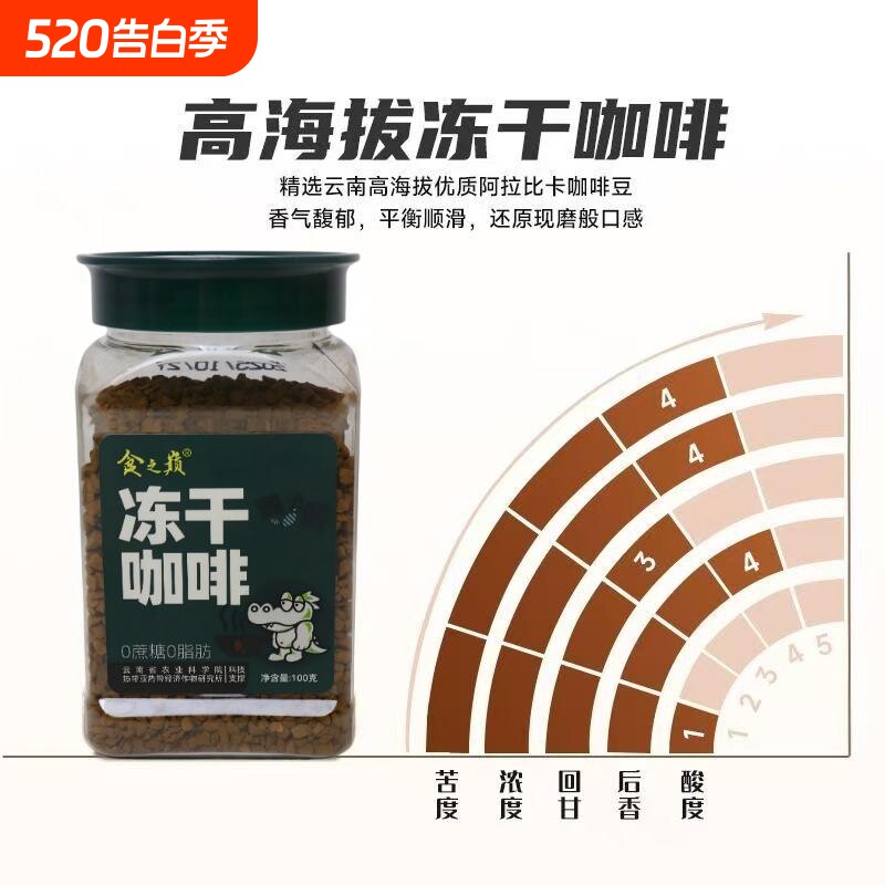 食之巅颗粒冻干咖啡粉0蔗糖0脂美式减燃提醒神脑淘小兽
