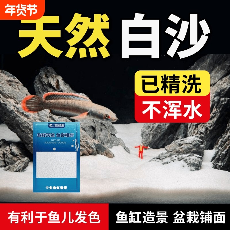 白色石英砂细沙鱼缸造景底砂溪流铺底白沙海沙装饰精致景观生态