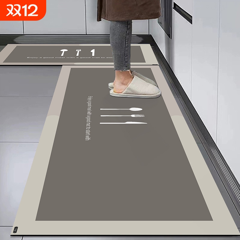 厨房地垫防滑防油可擦免洗专用脚垫子门口防水硅藻泥吸水地毯耐脏