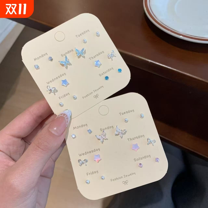 新款蝴蝶结耳环女独特小众设计感耳扣芭蕾风银色夏天耳圈耳饰