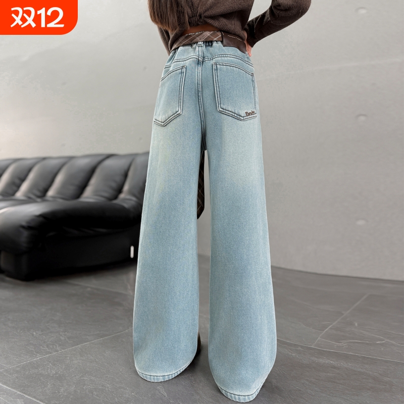 爱西娜牛仔裤宽松潮流中大童裤子