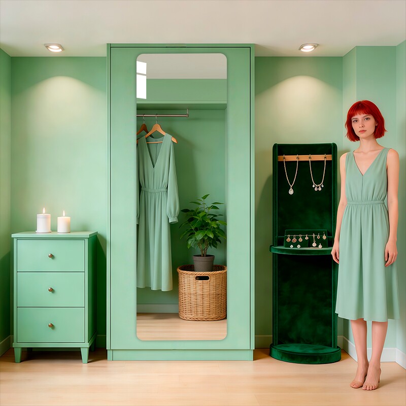 亚克力安全防碎免打孔贴墙自粘家用镜子试衣镜全身穿衣镜衣柜