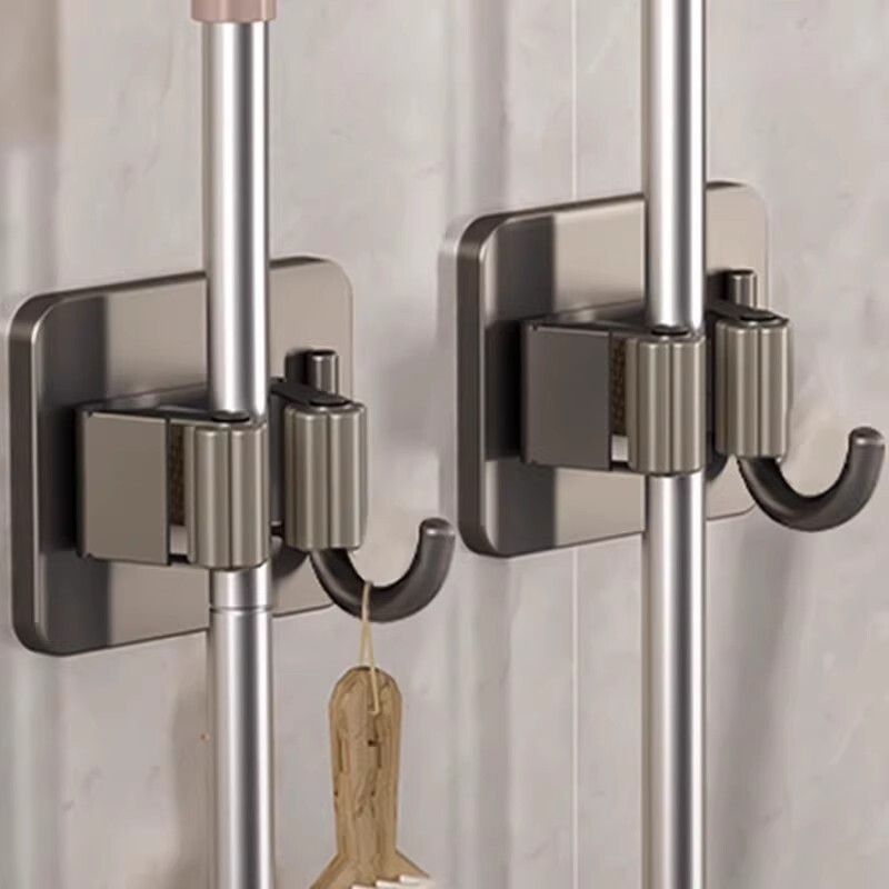 拖把挂钩免打孔卫生间收纳钩子粘钩承重挂架强力粘胶壁挂无痕夹