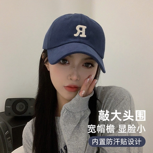 韓版 ins潮百搭防曬鴨舌帽字母R標顯臉小情侶棒球帽男 夏季 帽子女款