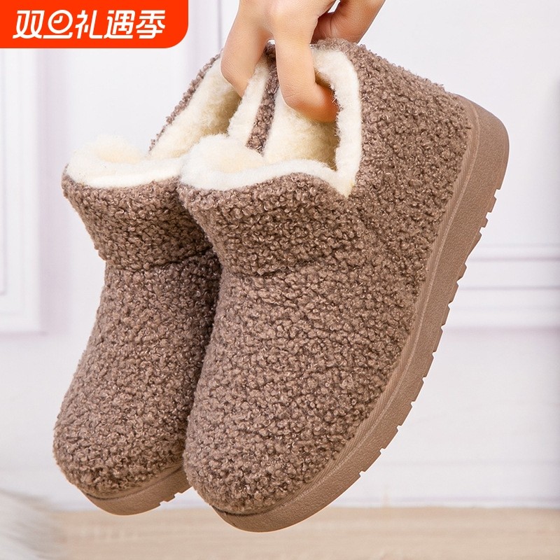 2025冬季新款老北京棉鞋女保暖防滑棉拖鞋加绒加厚妈妈雪地靴平底