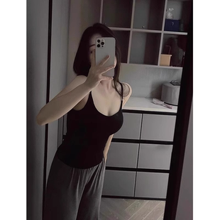 纯欲风性感小吊带背心女夏装 外穿带胸垫美背一体文胸内搭抹胸上衣