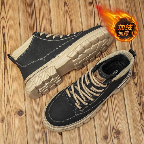 森马马丁靴男款春秋季2025新款高帮英伦风休闲皮鞋中帮真皮工装靴