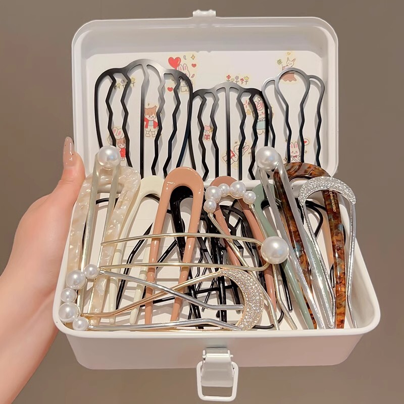 U型发簪2024新款盘发神器现代简约后脑勺发钗插梳丸子头簪子精致