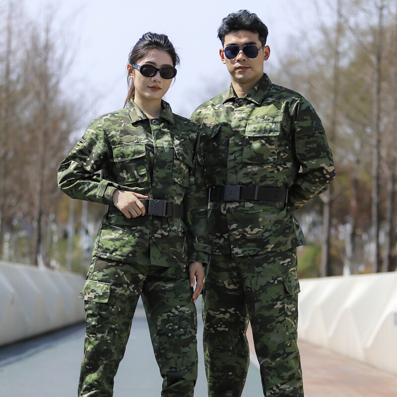 新式迷彩服套装男春秋户外训练服装透气教官军训服耐磨劳保工作服