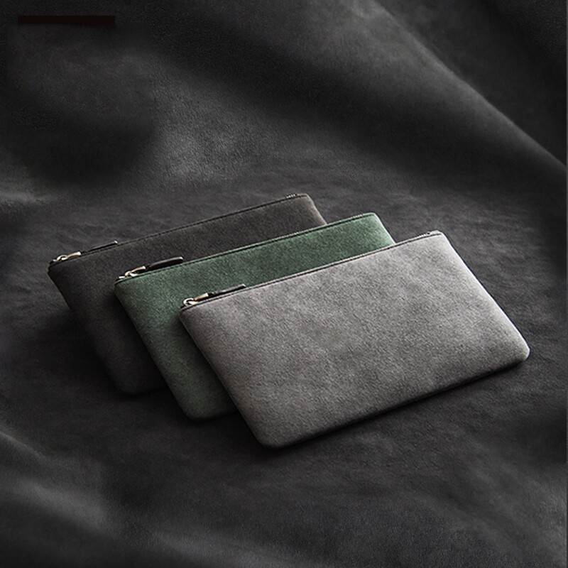 男士手拿包商务翻毛皮手抓休闲新款手包简约手机包信封钱包潮牌男