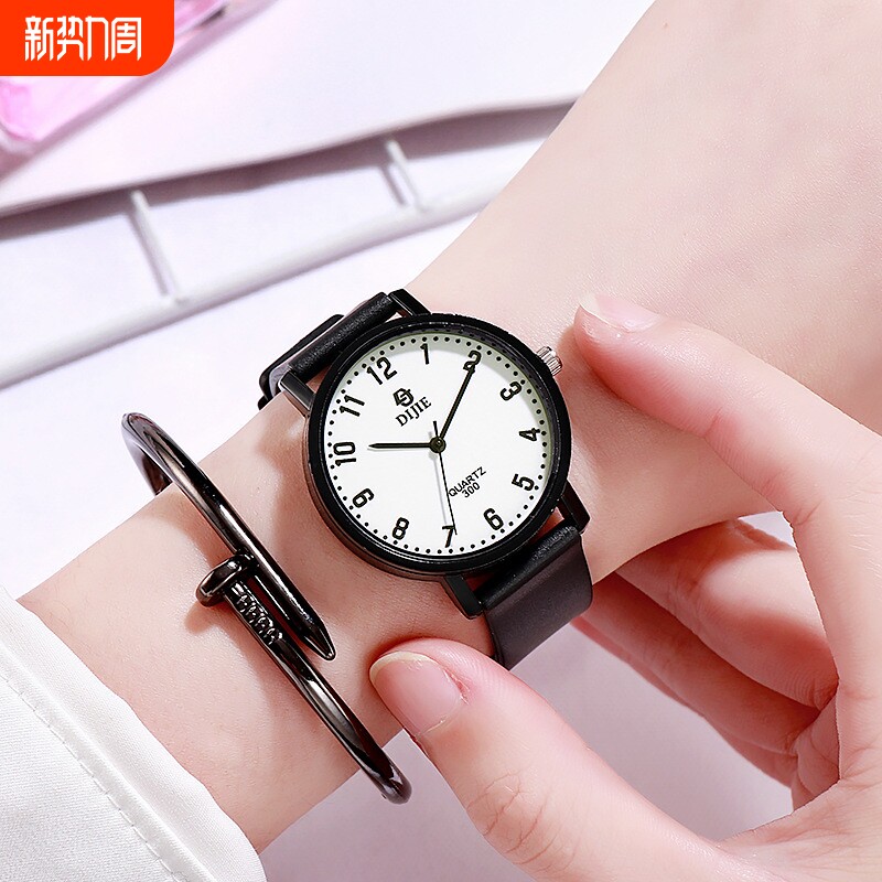 帝杰情侣石英考试手表时尚闺蜜表简约百搭学生腕表夜光指针式普通