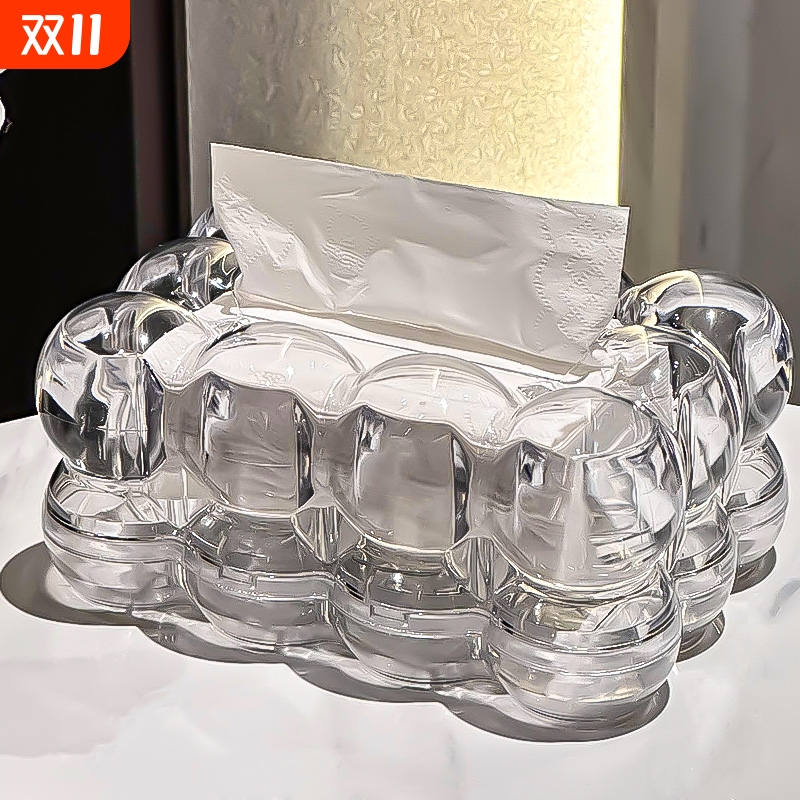 高档纸巾盒客厅桌面茶几弹簧抽纸盒轻奢高级感餐桌餐巾纸收纳盒子