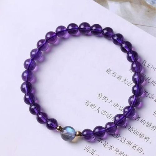 天然乌拉圭紫水晶手链灰月光