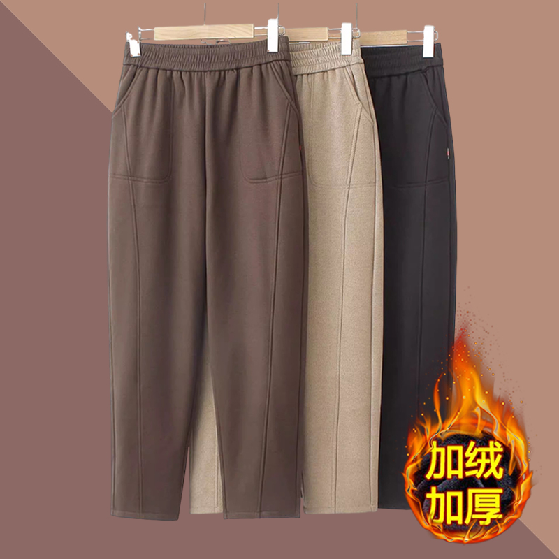 中老年冬款加绒裤子妈妈高腰长裤