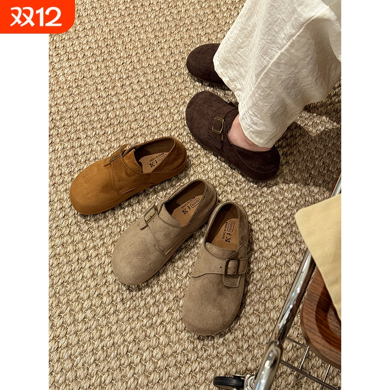 贾不假勃肯鞋女款2025新款秋季爆款两穿小个子厚底增高豆豆鞋单鞋