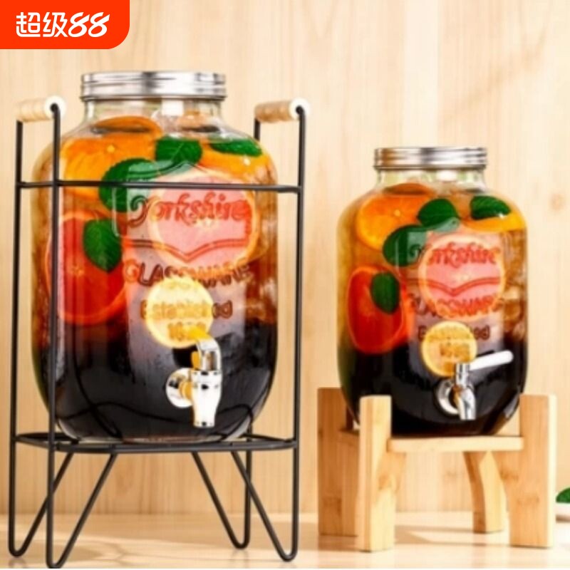 饮料桶带龙头玻璃酒桶夏天摆摊商用自制水果茶冷饮可乐桶容器方形图片