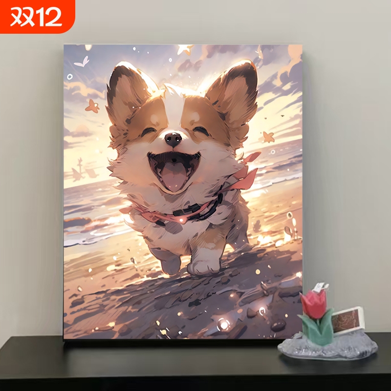 diy数字油画2025卡通动漫风景治愈系简单手工填色油彩画丙烯手绘