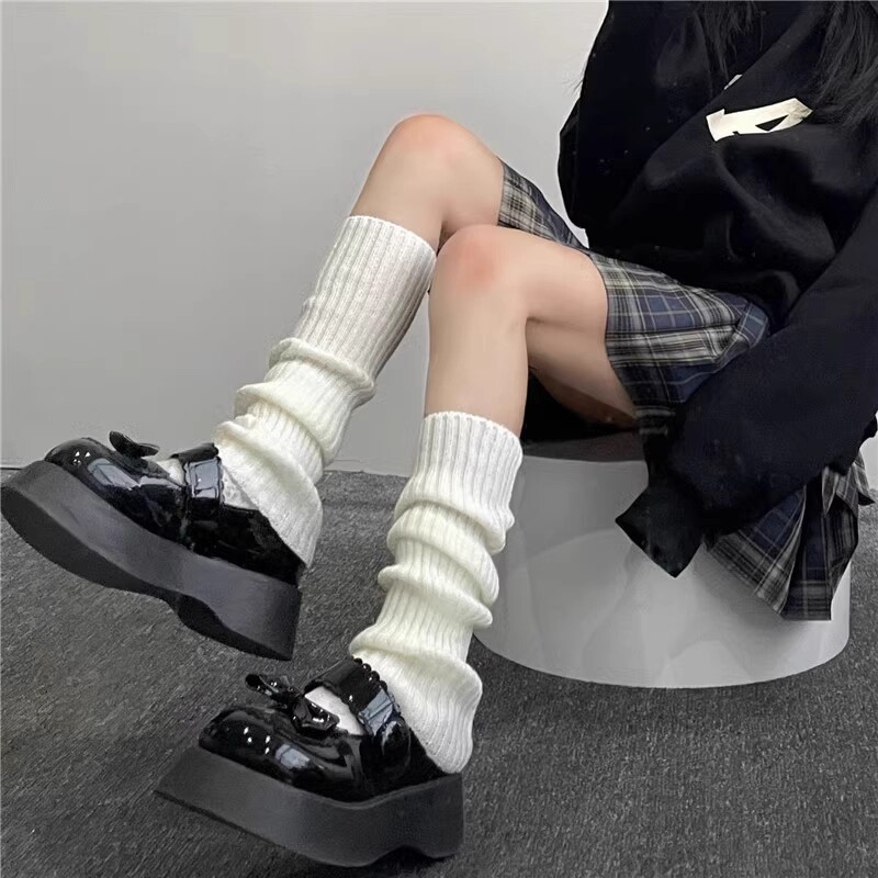 堆堆袜套女针织Lolita日系jky2k腿套显瘦长筒小腿袜中筒袜