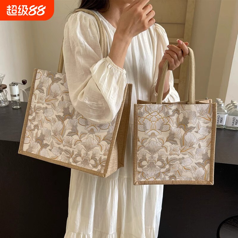 帆布包包托特包手提袋女手提包2024新款大容量麻布女ins上班通勤