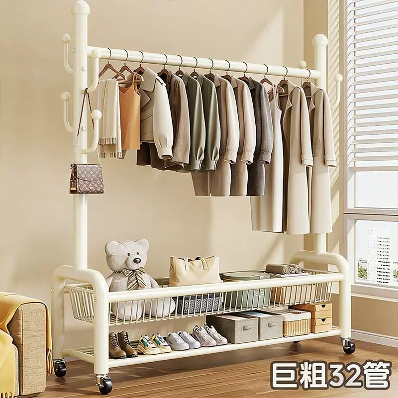 落地晾衣架室内家用可移动房间挂衣服架卧室多功能床边简易衣帽架