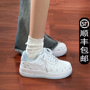 厚底百搭小白鞋 2024秋冬季 女潮流软底低帮板鞋 撞色厚底面包鞋 新款