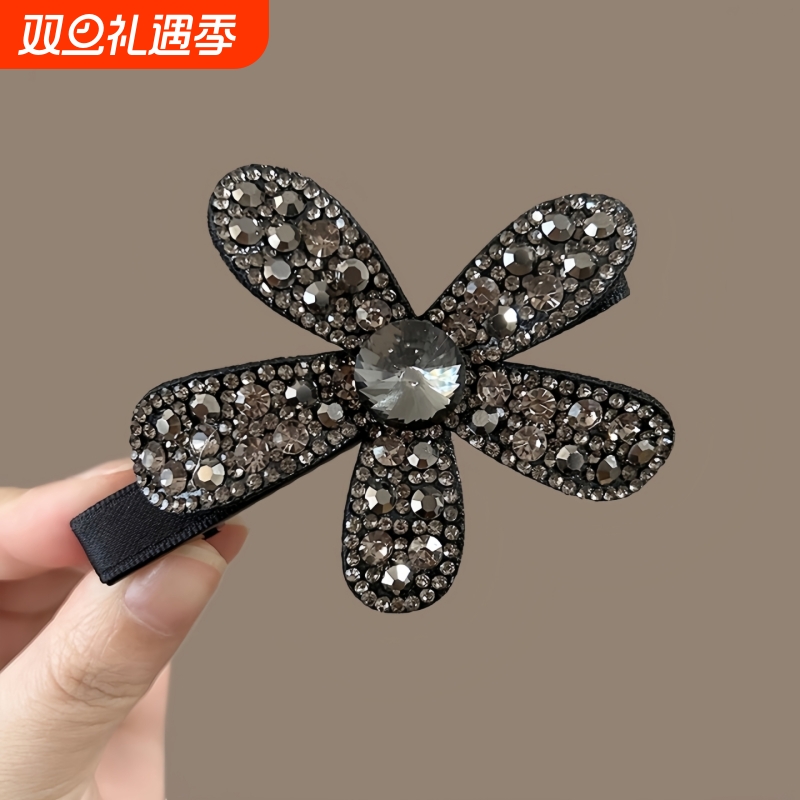 致精花嫣刘海夹满钻花朵鸭嘴夹女韩版轻奢时尚刘海侧边夹发饰新款