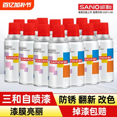 三和自喷漆防锈金属漆塑料家具木器漆涂鸦墙面黑色白色手摇喷漆