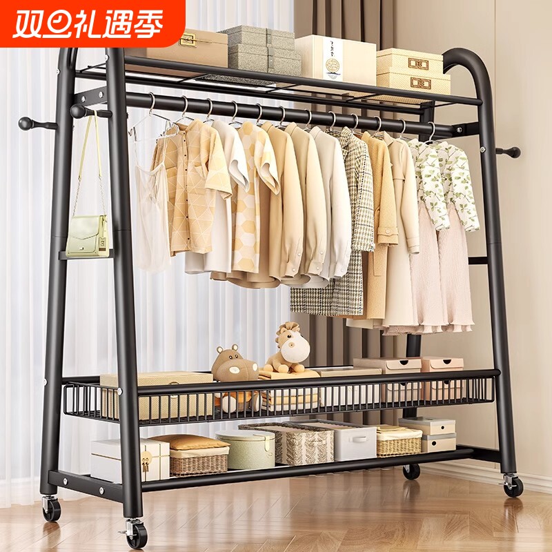 衣帽架落地卧室家用房间挂衣架置物晾衣架移动挂衣服架子收纳金属