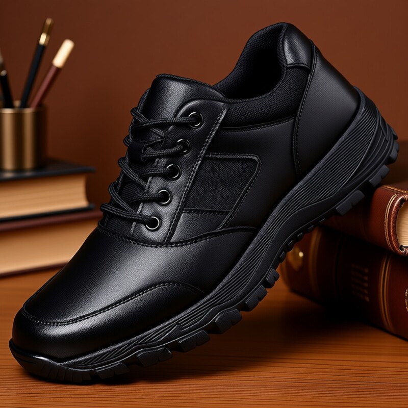 2025年秋冬男鞋通勤鞋真皮透气耐磨运动皮鞋休闲跑鞋爸爸系带圆头