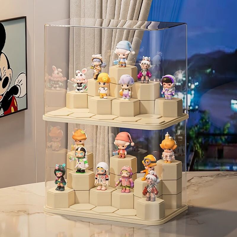 盲盒收纳展示架亚克力泡泡玛特娃娃玩偶小摆件积木透明手办展示柜