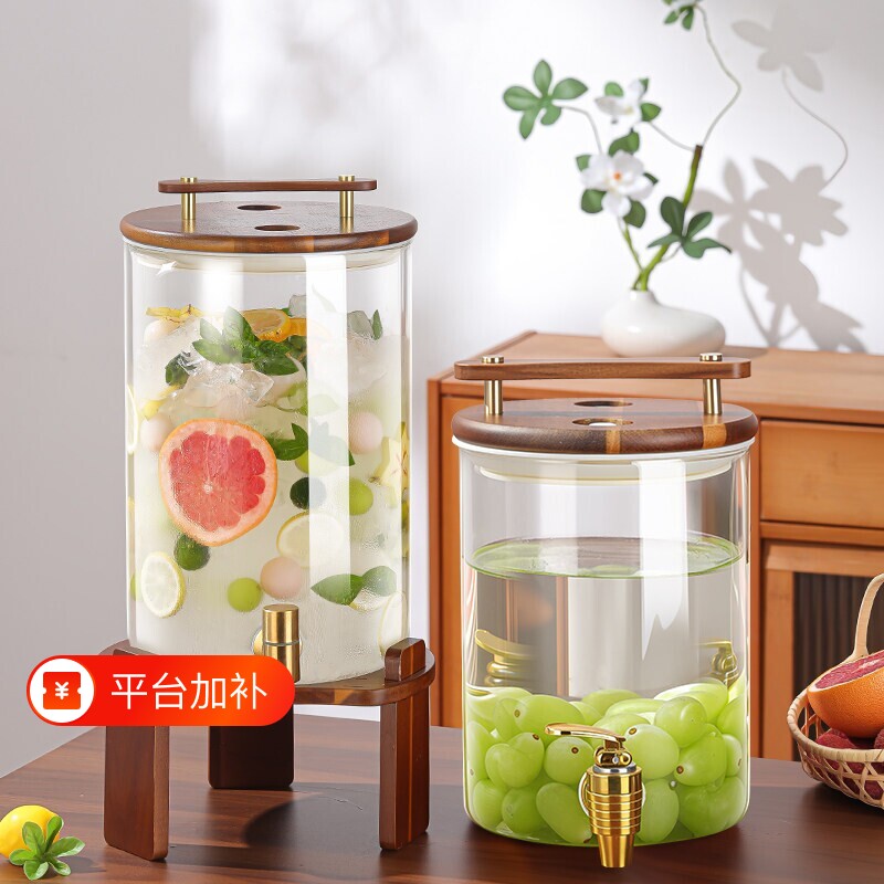 可乐桶水果茶桶带龙头玻璃泡酒瓶商用啤酒可乐饮料果汁罐密封家用