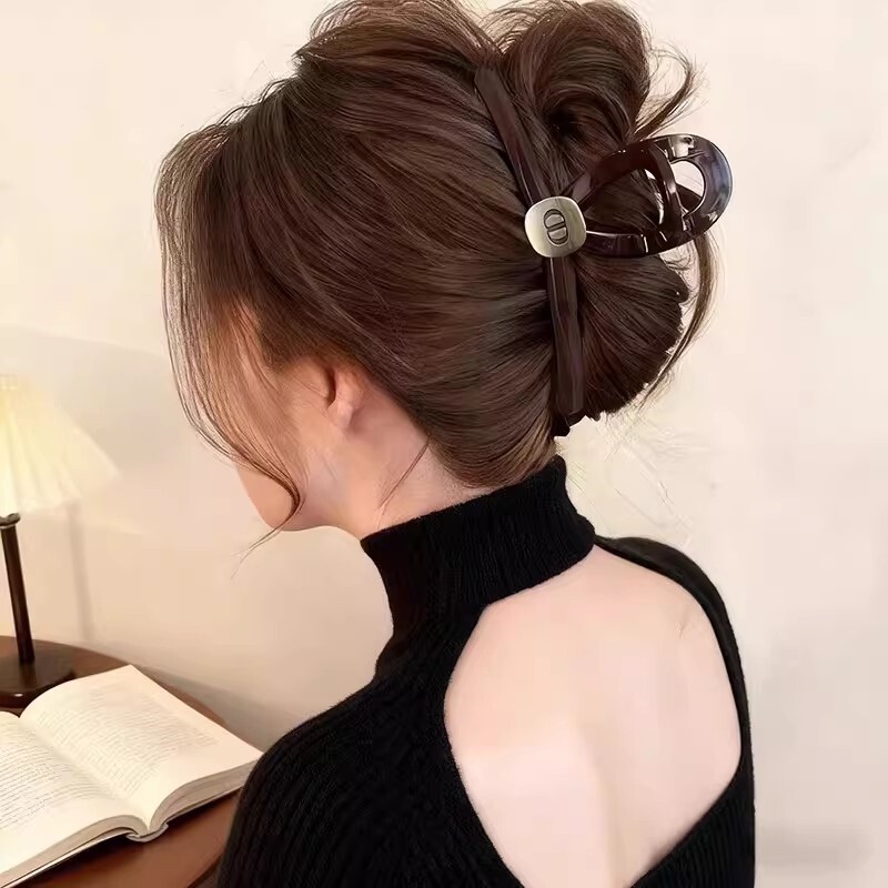 抓夹女高级感高端鲨鱼夹大号发量大发夹女后脑勺时尚复古金属头饰