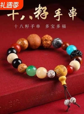 五代十八籽菩提手串18子白玉多宝学生盘玩手链女生肖新款红玛瑙