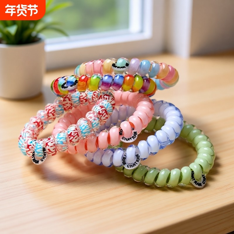高弹力电话线发圈发绳女无痕高级感耐用2025新款舒适弹力高端发饰