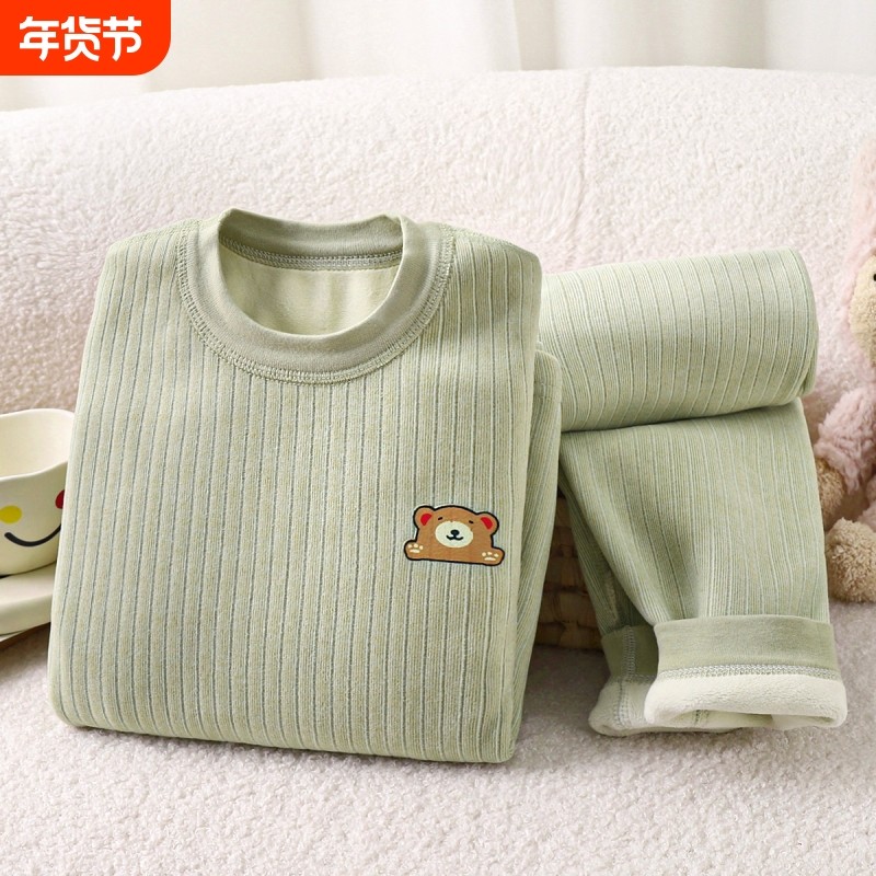 儿童男童保暖内衣套装加绒加厚纯棉秋衣秋裤宝宝女童秋冬季德绒