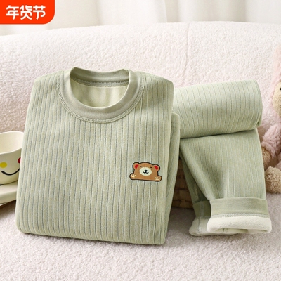 儿童男童保暖内衣套装加绒加厚纯棉秋衣秋裤宝宝女童秋冬季德绒
