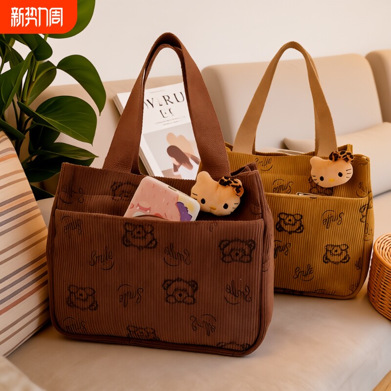 2025新款妈咪包复古四季通用手提包ins简约外出学生上班便当包