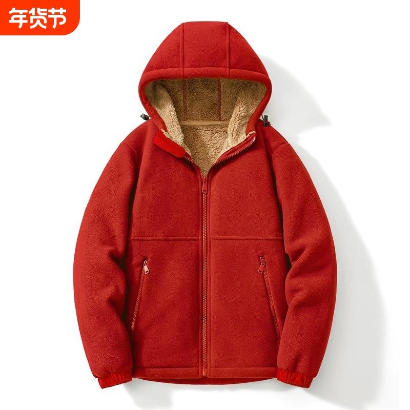 秋冬男士抓绒衣夹克重磅休闲连帽羊羔绒加绒加厚保暖开衫外套防风,户外/登山/野营/旅行用品,抓绒衣,淘宝优惠券,粉丝福利购,淘宝优惠卷