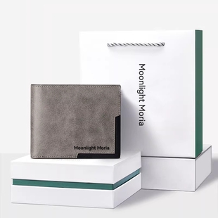 MOONLIGHT MORIA钱包男士短款休闲复古简约软皮夹多卡位时尚钱夹