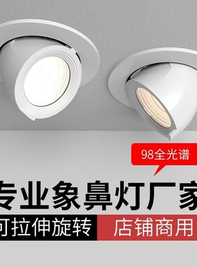 cob象鼻灯服装店专用4500k嵌入式可调角度聚光天花灯客厅开孔拉伸