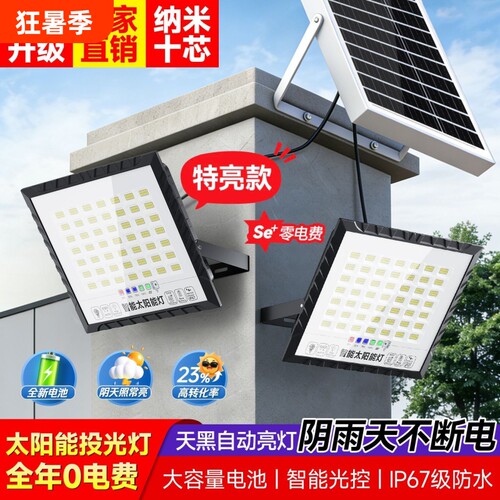 太阳能灯家用户外庭院灯一拖二室内外照明灯路灯充电超亮电池新款